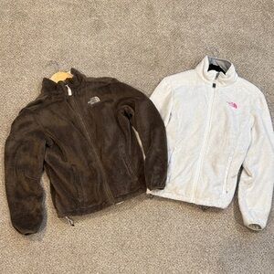 The North Face Lot of 2 Women’s Medium Brown & White Fleece Jackets